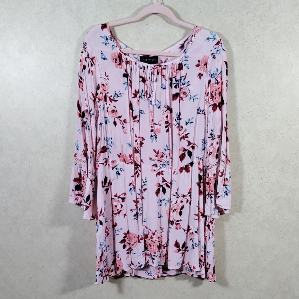6178 Lane Bryant pink floral boho tunic blouse 14/16 NWT